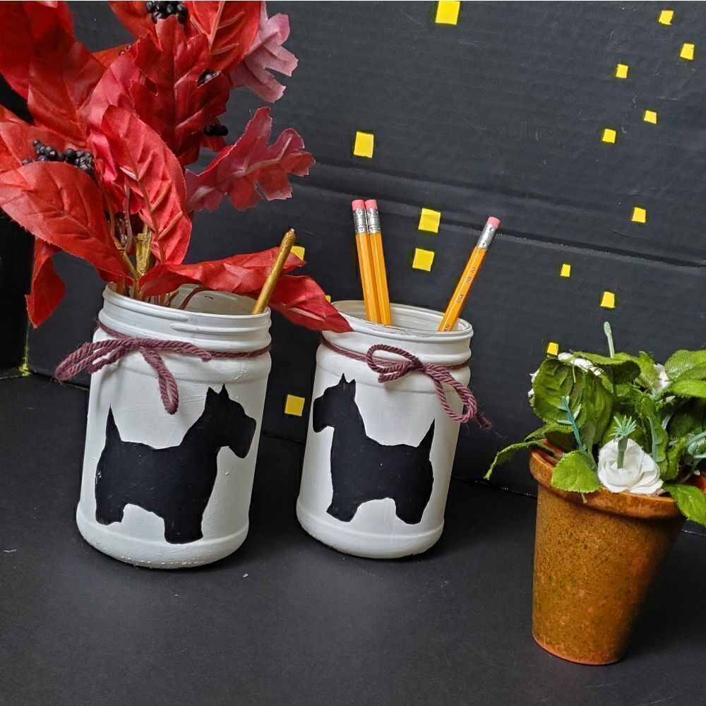 Hand Painted Glass Jars, Scottish Terriers